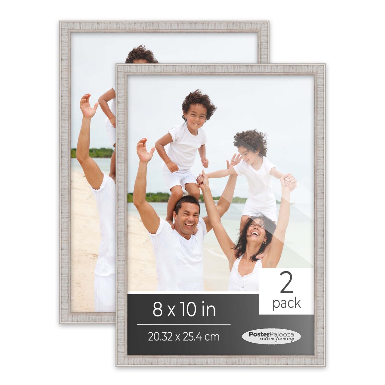 Pack of 2 Rustic White Picture Frames | Solid Wood | UV-Resistant Acrylic | Easy Gallery Wall Setup